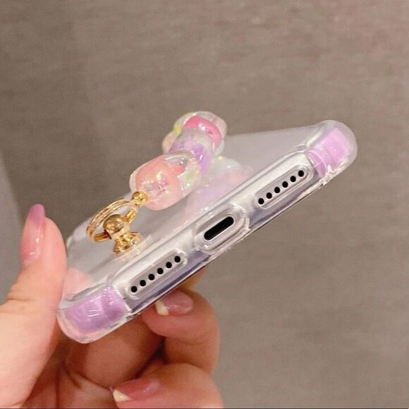 NWT IPhone 13 Pro Max Clear Colorful Case with Hearts Hand Strap - Picture 4 of 5